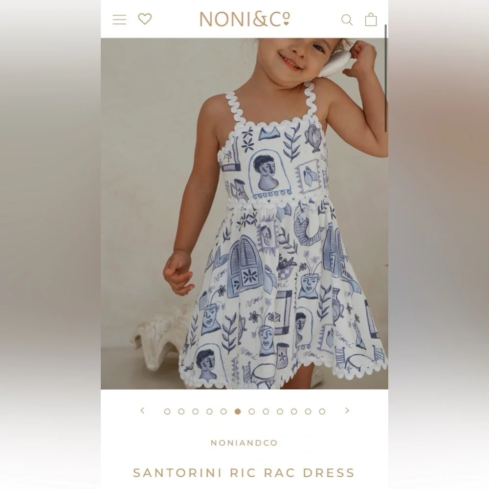Santorini Ric Rac Dress in White and Blue